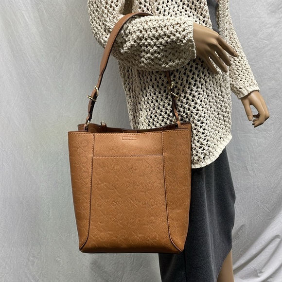 Calvin Klein Tan Brown with Gold Detailing Shoulder Handbag NWOT - Picture 4 of 7